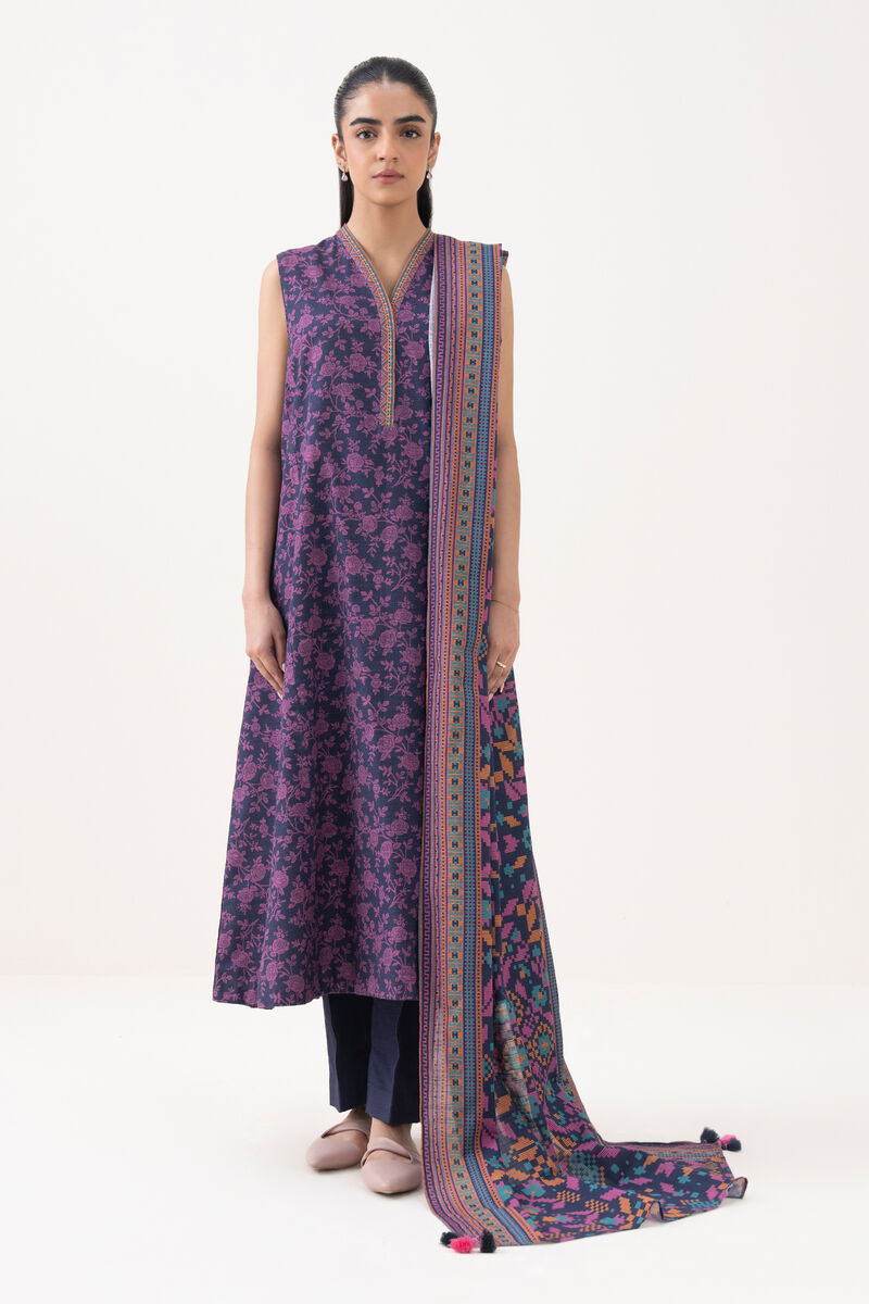 3 Piece - Printed Light Khaddar Suit