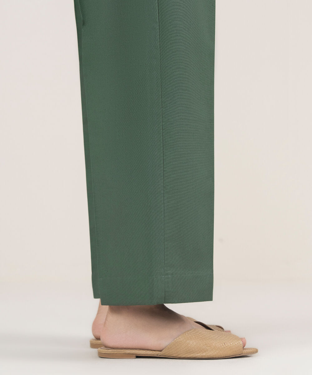 Women's Unstitched Cotton Printed Green Trousers Fabric