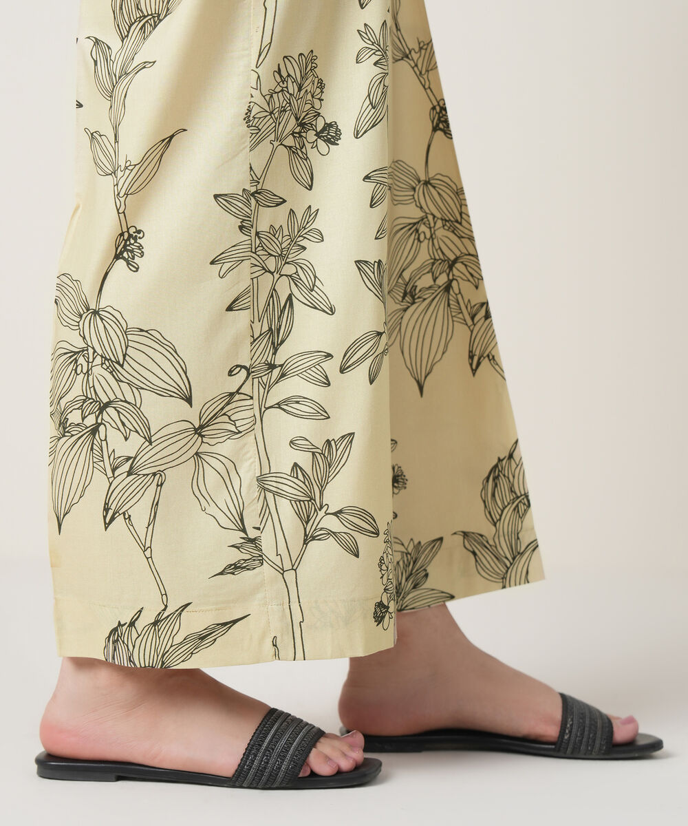 Women's RTW Viscose Lawn Beige Printed Trousers