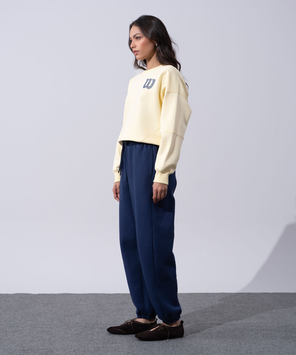 Women's Western Wear Navy Blue Fleece Jogger Trousers