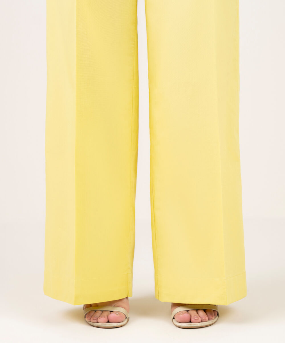 Women's RTW Cambric Solid Yellow Culottes