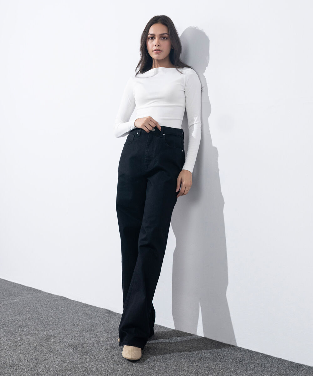 Women's Western Wear Black Straigh Fit Jeans