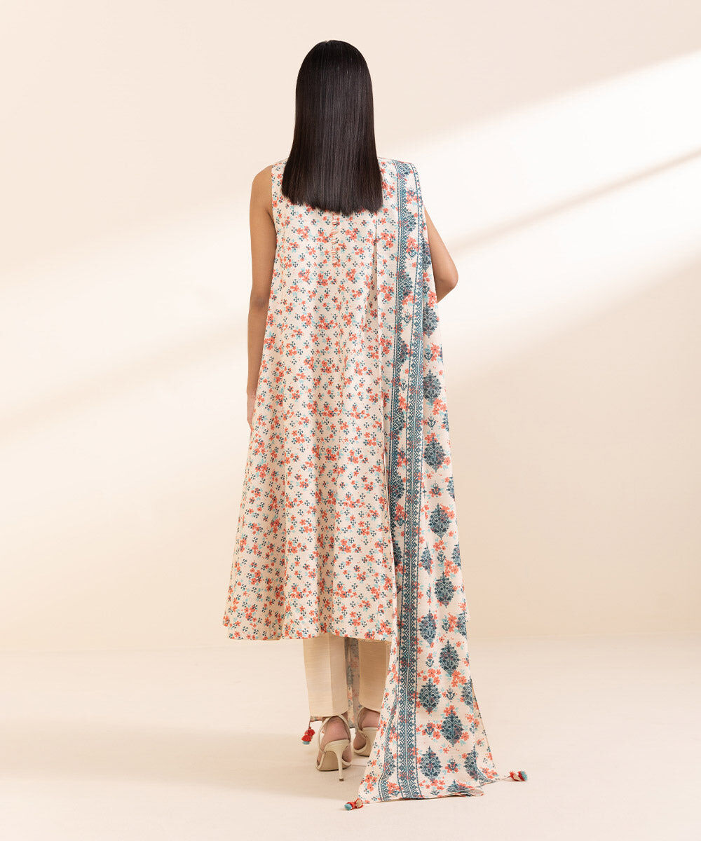 Women's Unstitched Light Khaddar Printed Multi 2 Piece Suit