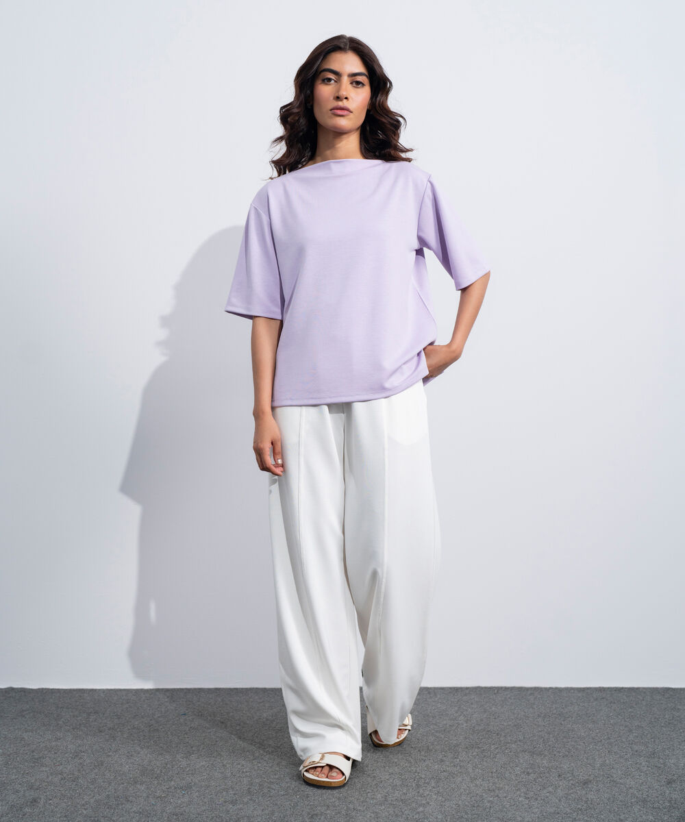 Women's Western Lilac Soft Lux Slash Neck T-Shirt