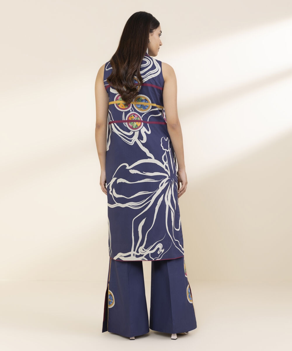 Unstitched Women's Blue Lawn Shirt