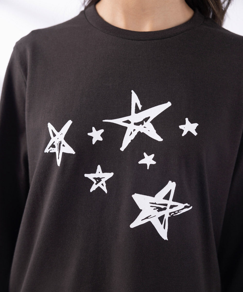 Woman - Black Printed Full Sleeve T-Shirt