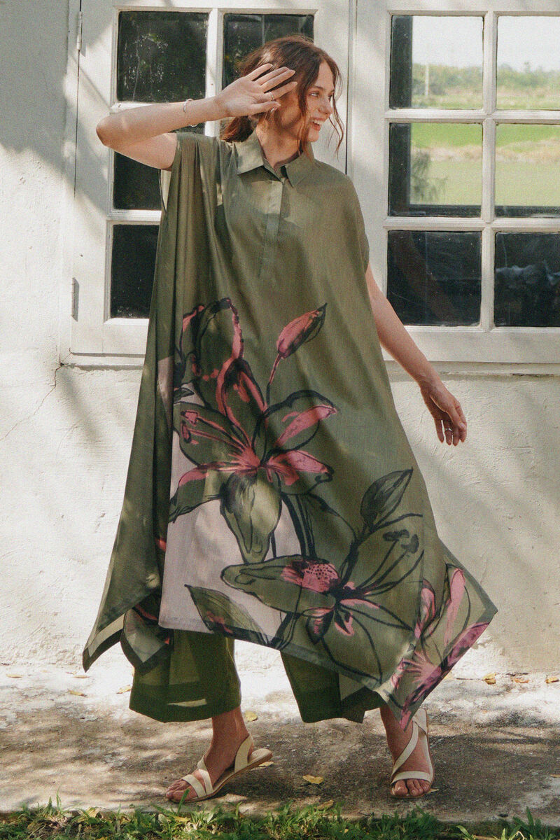 2 Piece - Printed Silk Suit