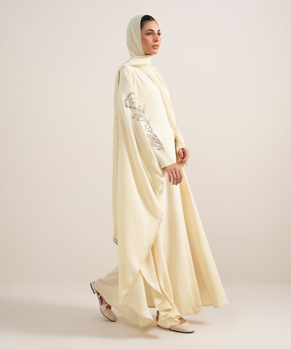 Women's Ivory Kaftan Abaya Set