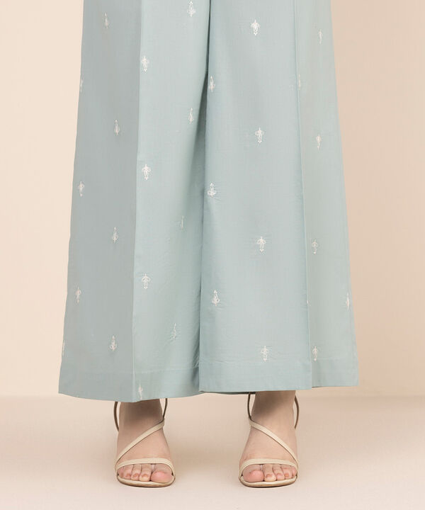 Embroidered Cambric Flared Pants