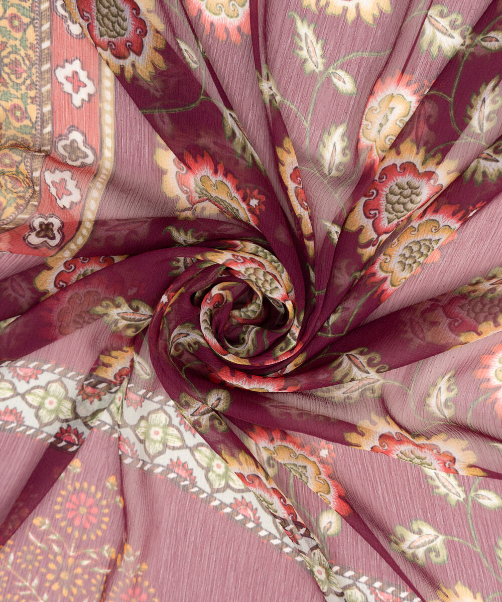 Blended Chiffon Printed Purple Dupatta