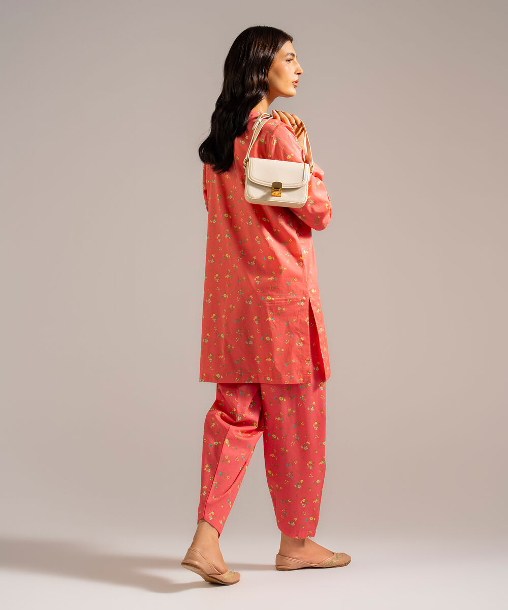 Women's RTW Lawn Printed Pink  Straight Shirt