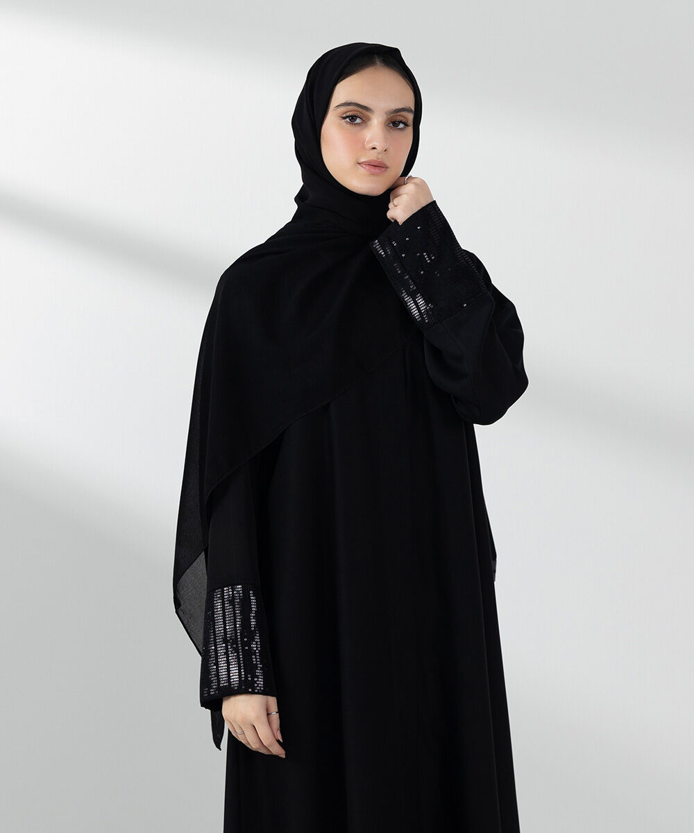 Woman - Black Button Through Abaya