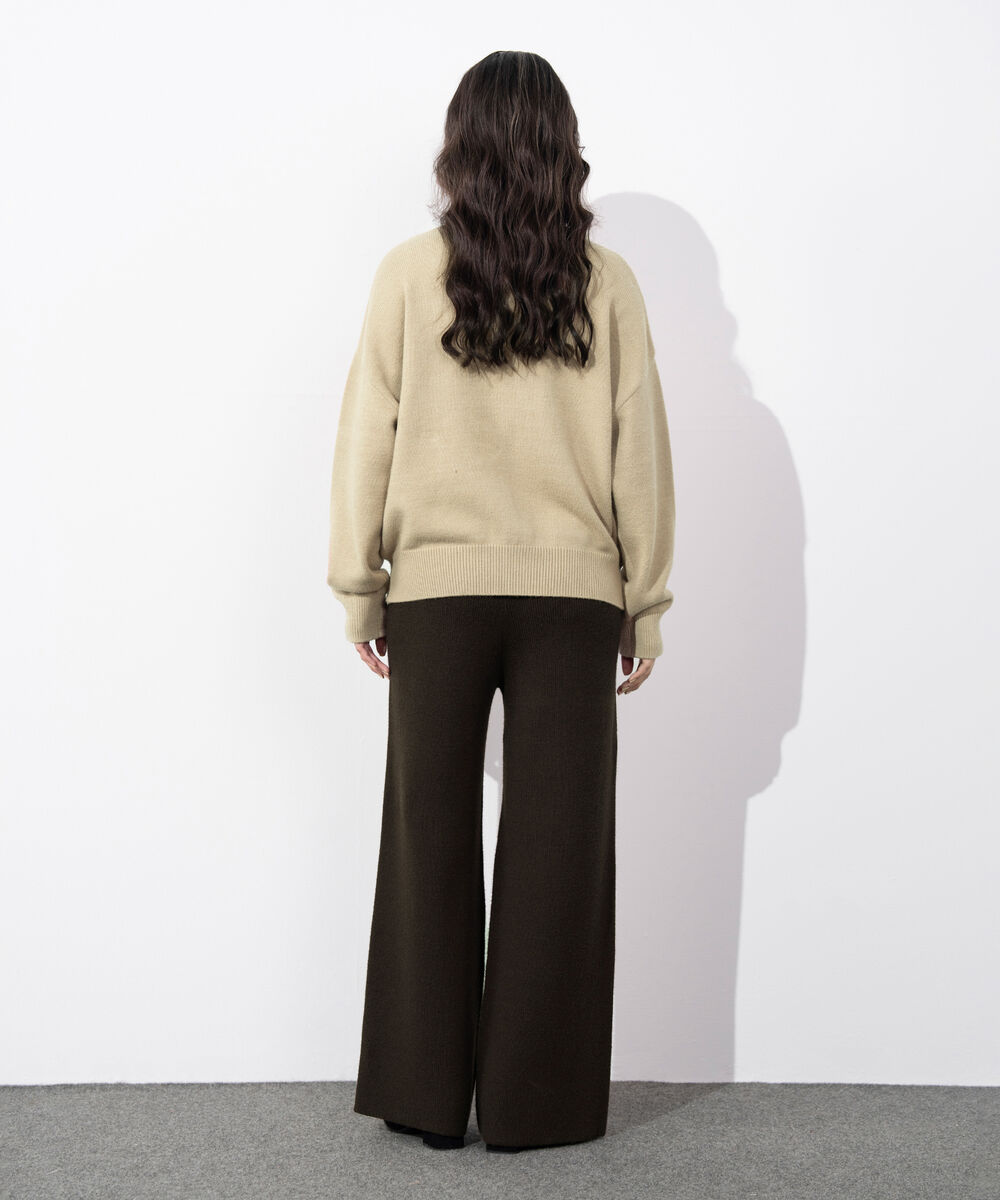 Women's Western Wear Beige Soft Touch Knit Sweater