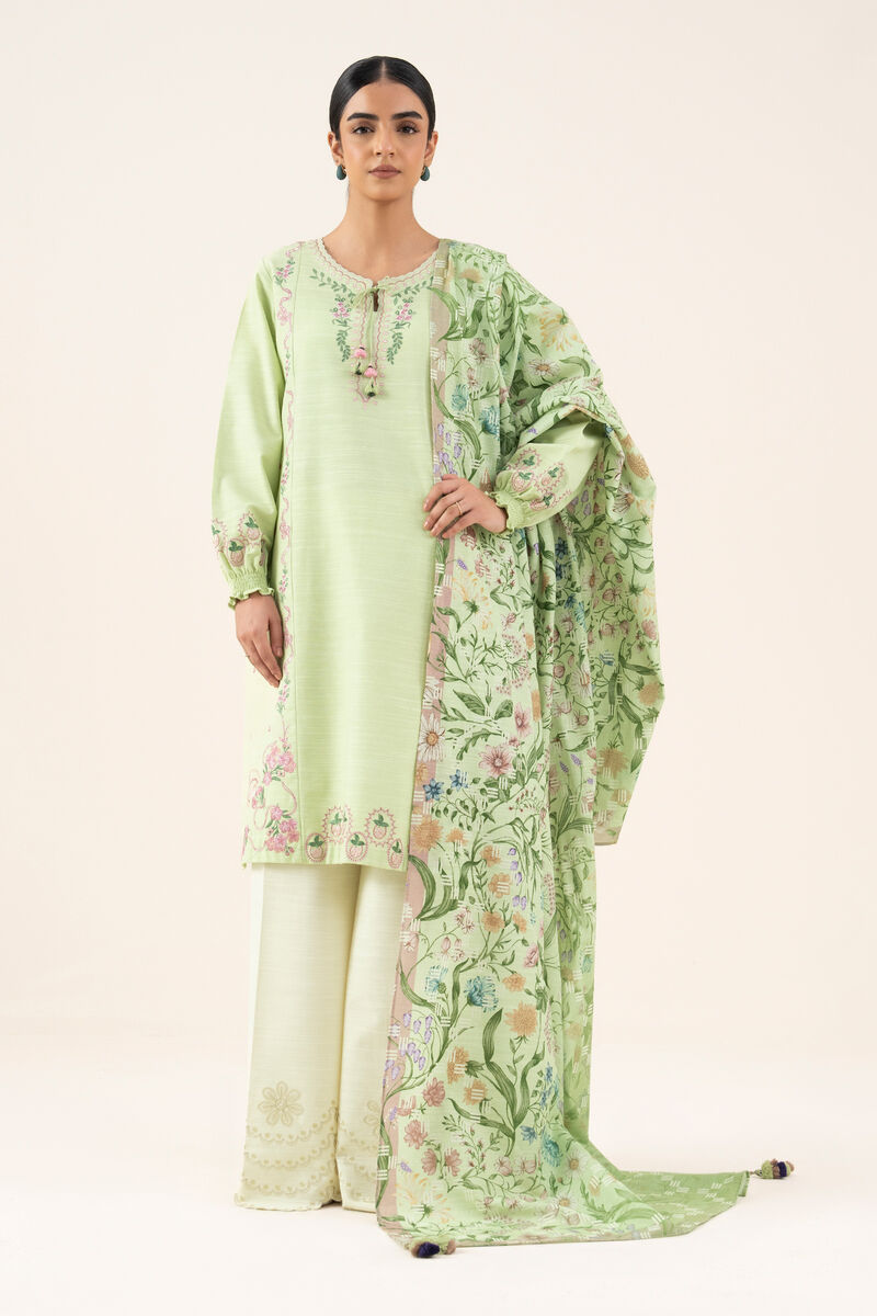 2 Piece - Embroidered Cotton Suit