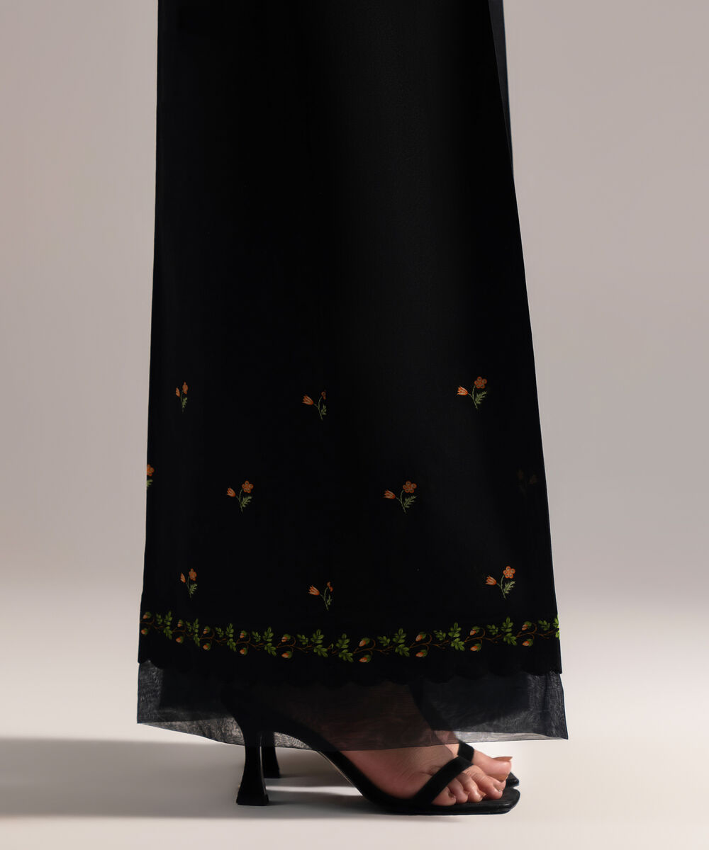Women's RTW Cambric Printed Black Flared Pants