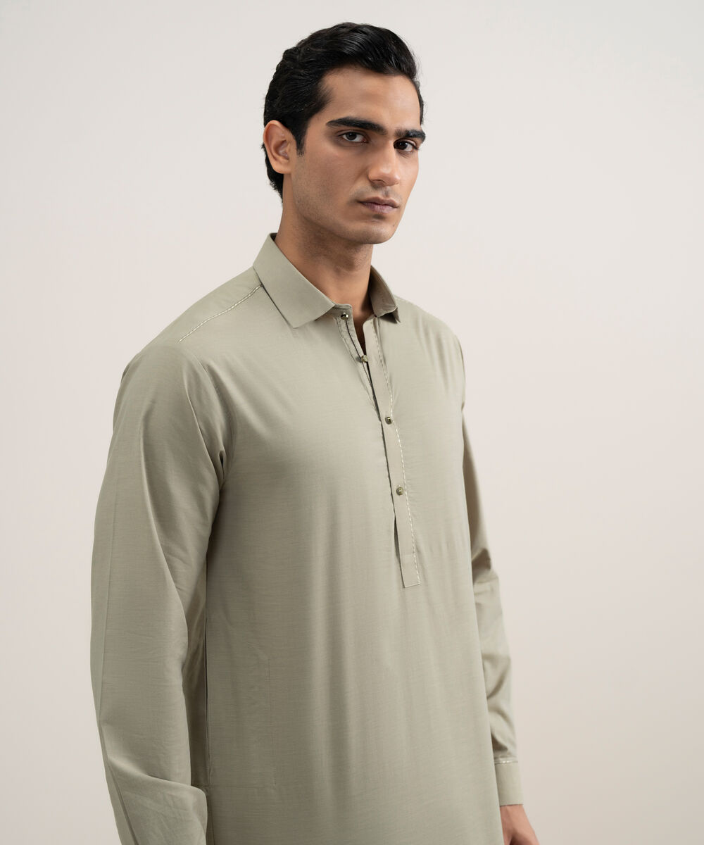 Men's Stitched Premium Yarn Dyed Cotton Beige Suit