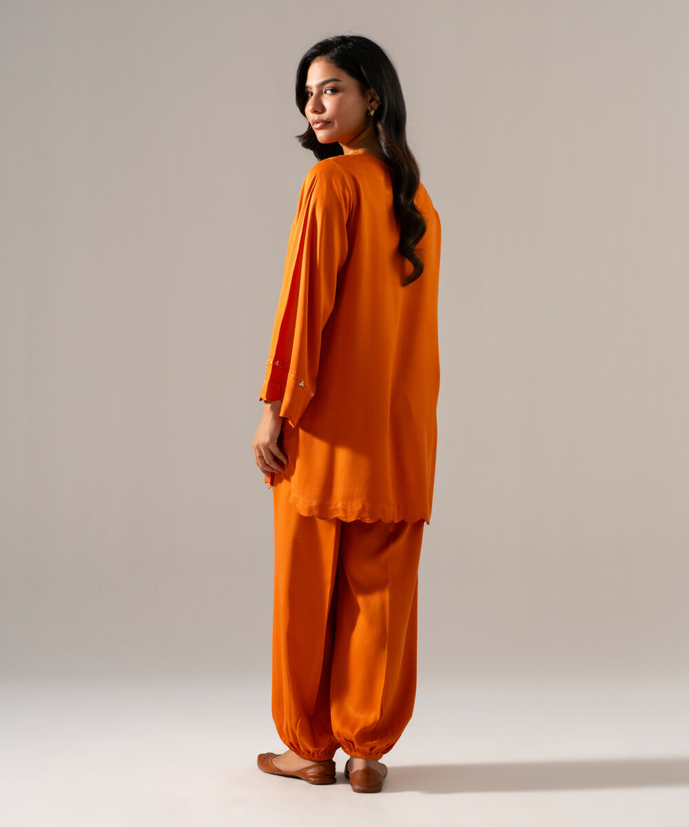 Women's RTW Bedford Solid Orange 2 Piece Suit