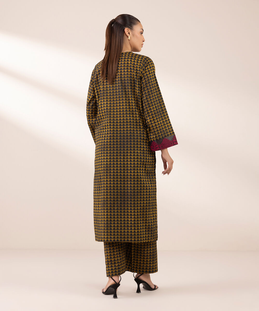 Women's RTW Lawn Brown Embroidered A-Line Shirt