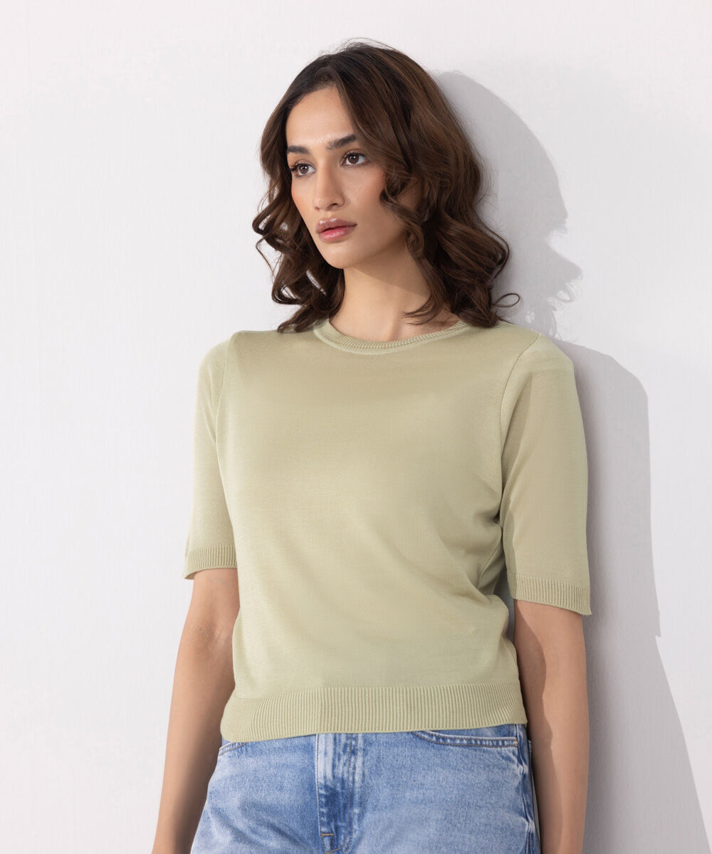 Women's Western Wear Beige Light Weight Knitted Top