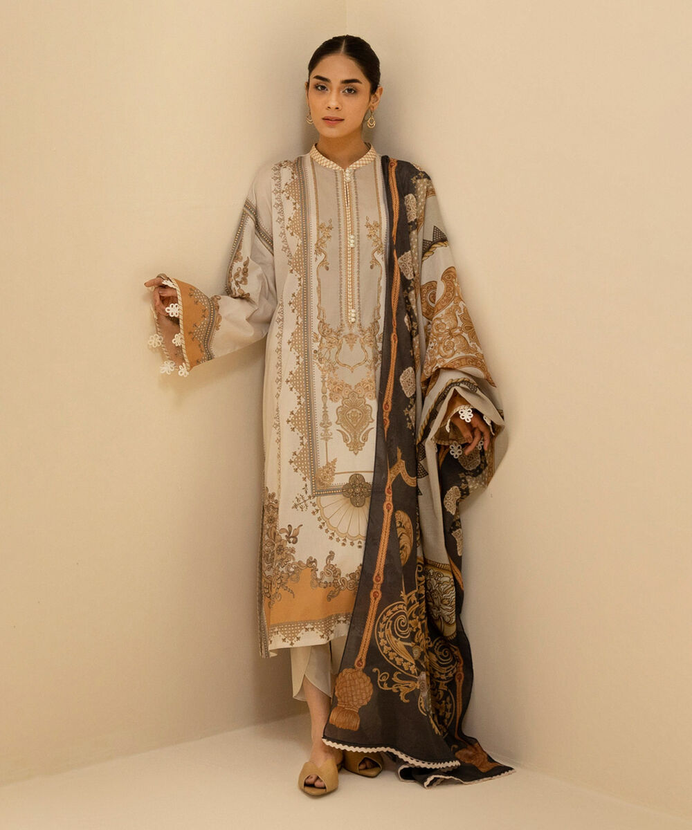 Womens Daily Unstitched 3 Piece - Printed Lawn Suit