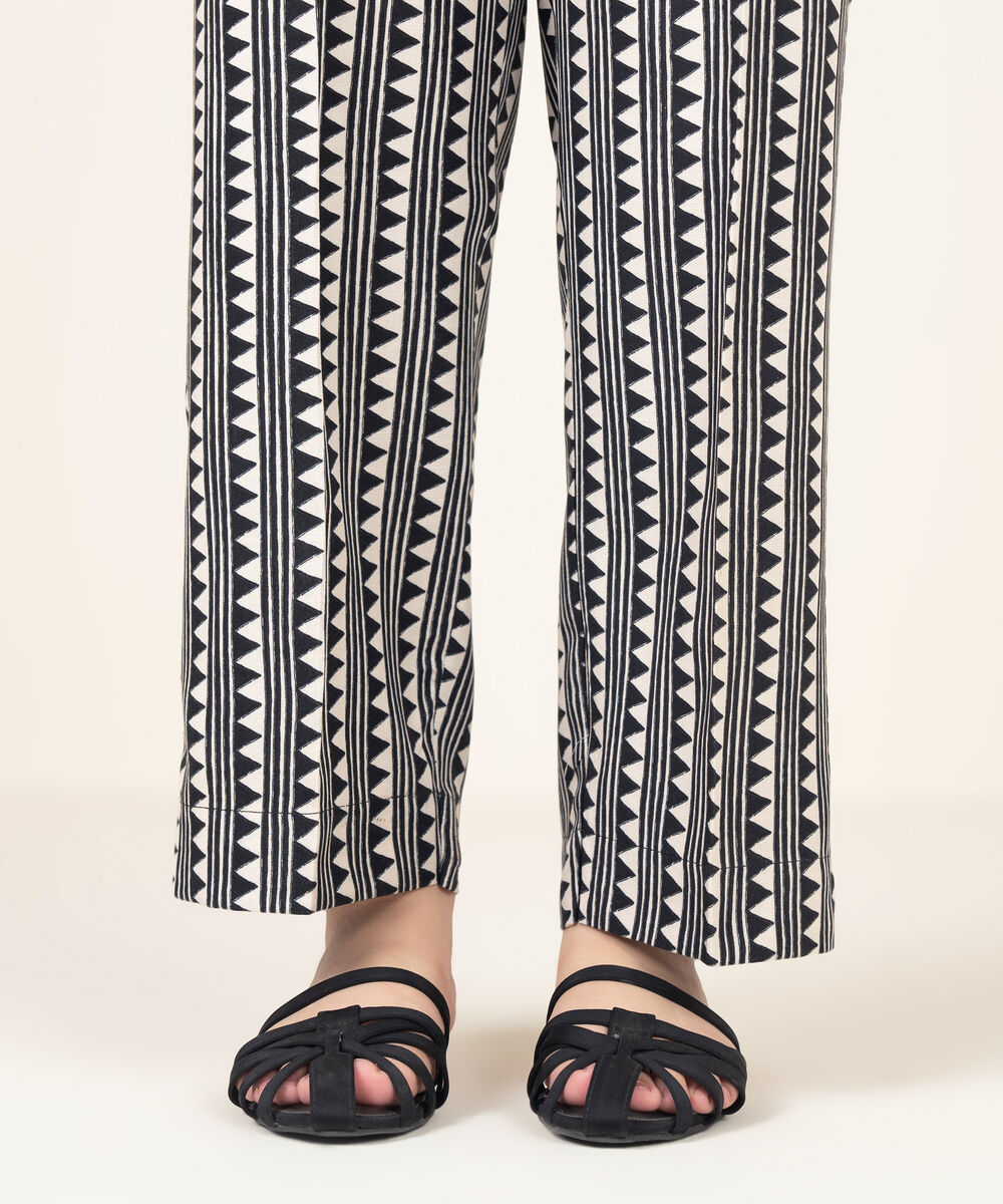 Women's RTW Arabic Khaddar Printed Black Culottes