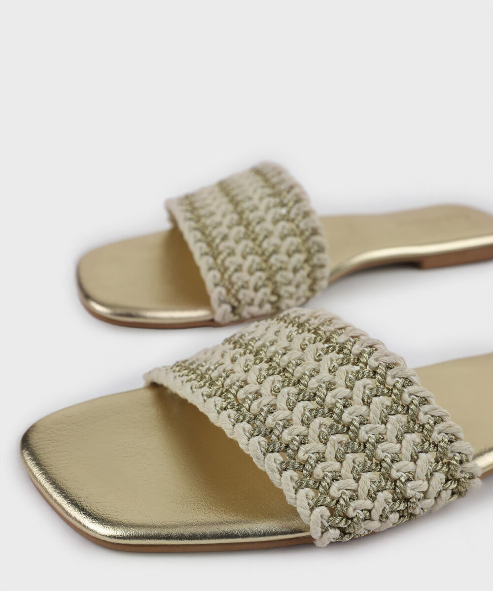 Woman - Gold Gold Weaved Flats