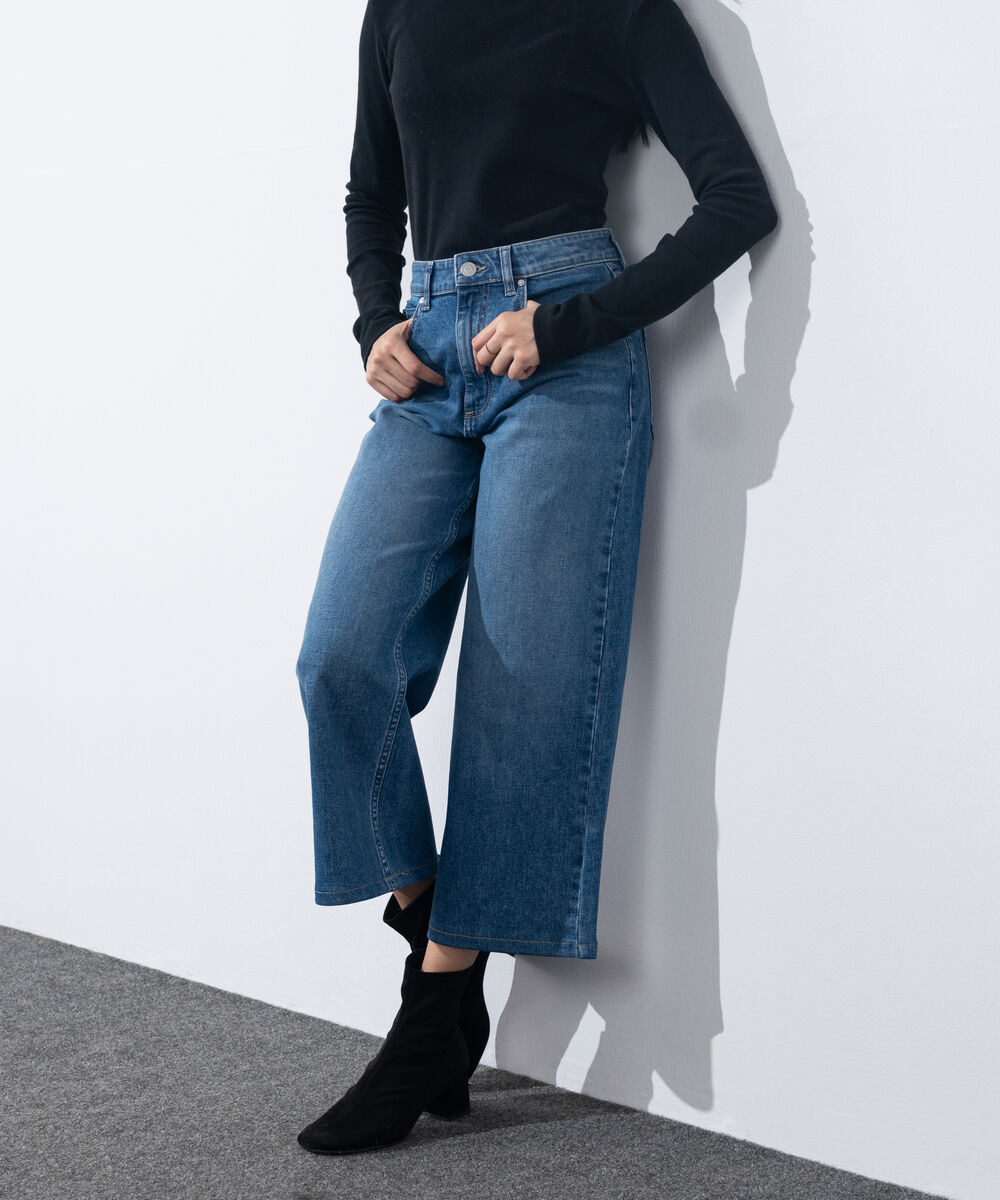 Women's Western Wear Rinse Wash Cropped Wide Leg Jeans