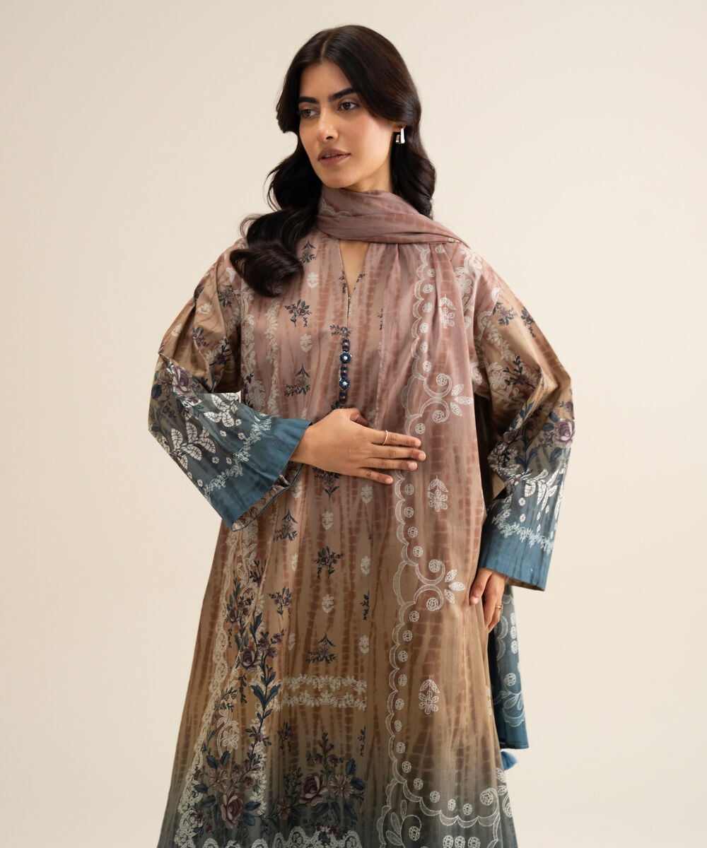 3 Piece - Printed Cotton Suit — Sapphire view 4