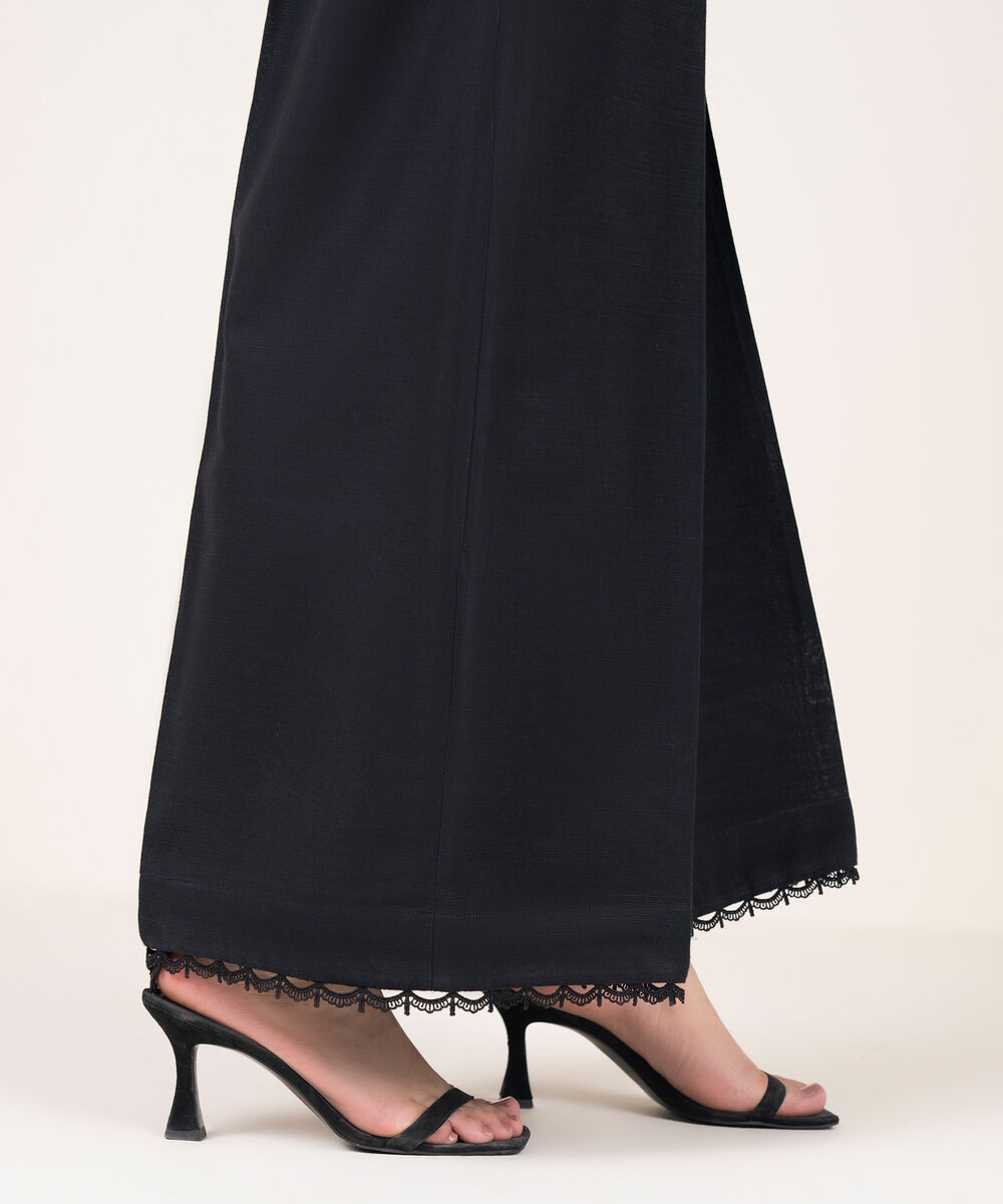 Women's RTW Khaddar Solid Black Culottes