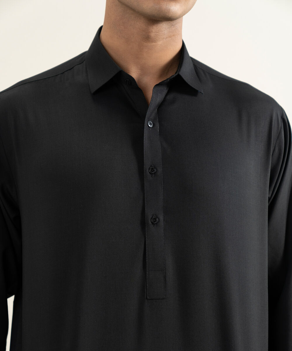 Men's Stitched Black Kameez Shalwar