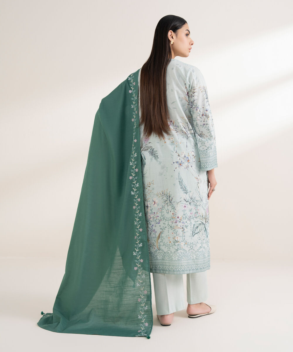 Women's RTW Cross Hatch Embroidered Light Blue 3 Piece Suit