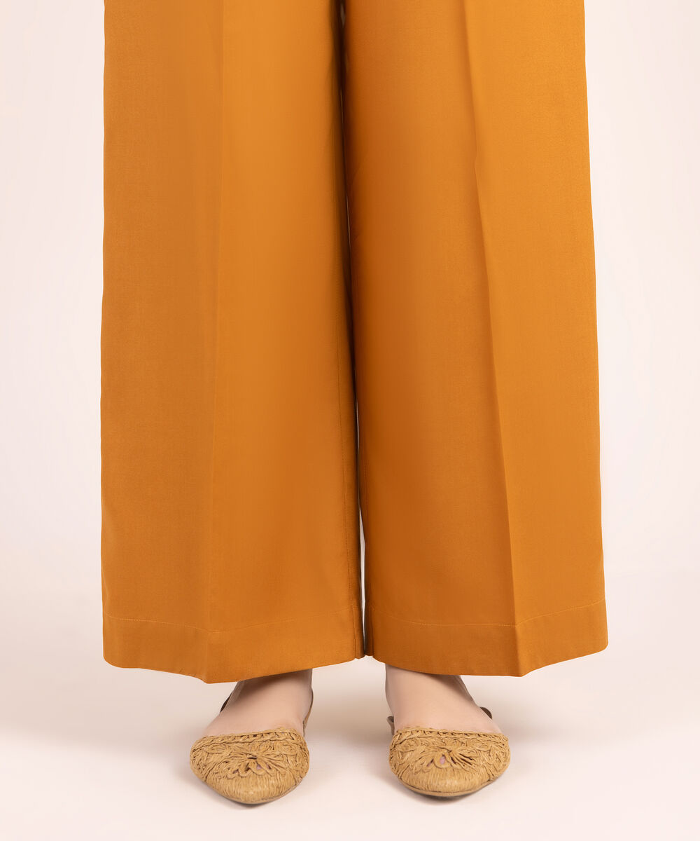 Women's RTW Linen Viscose Solid Rust Culottes