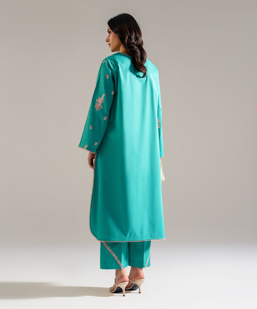 Women's RTW Lawn Embroidered Green  2 Piece Suit