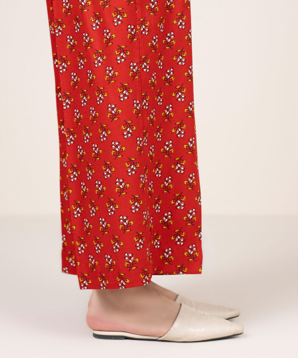 Women's RTW Dobby Printed Red Culottes