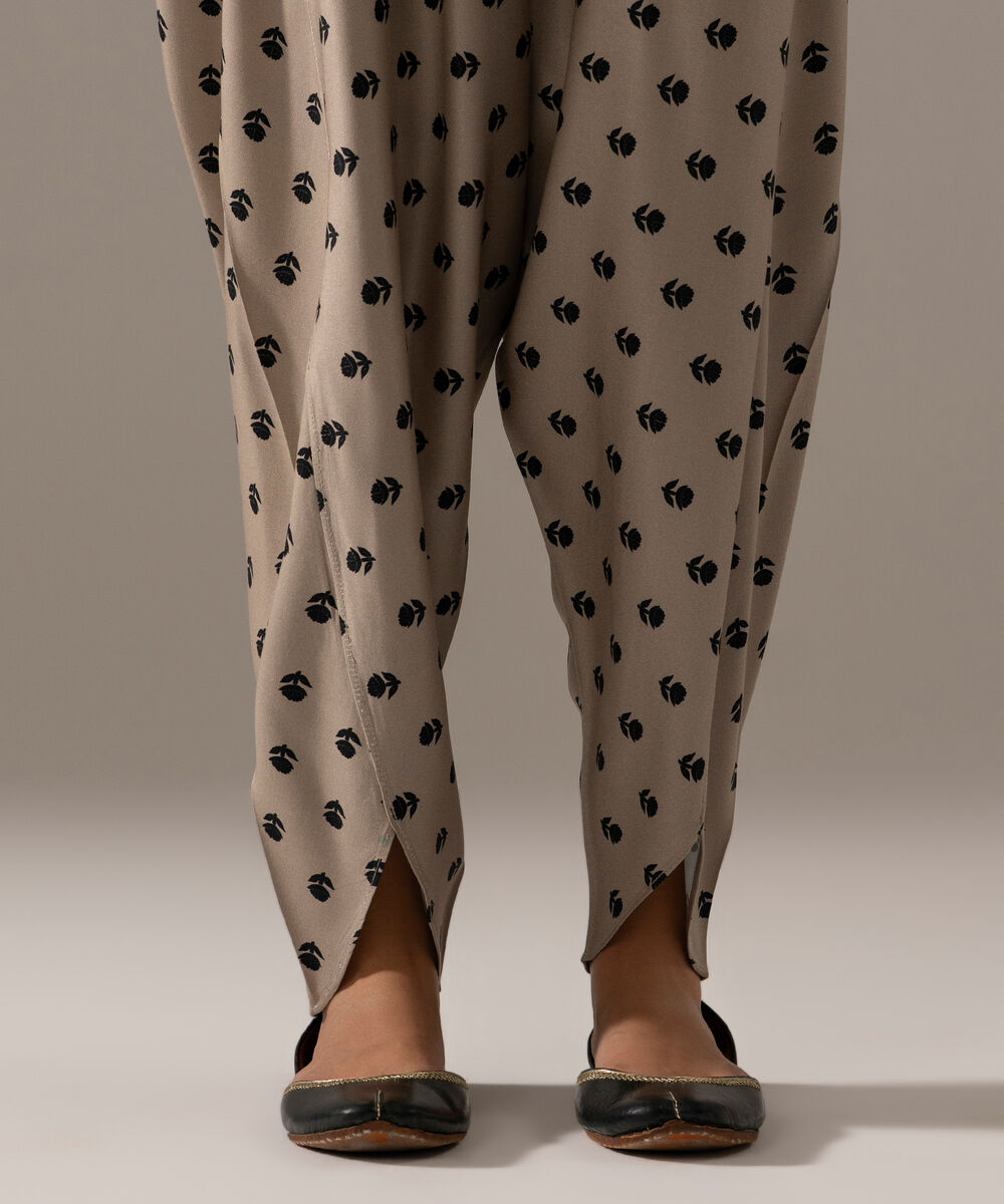 Women's RTW Viscose Marina Printed Grey Tulip Shalwar