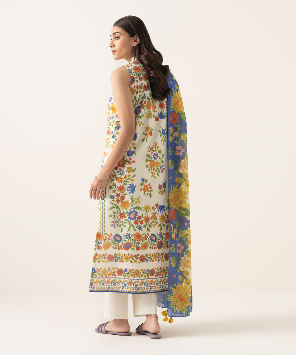 Women's Unstitched Lawn Printed Multi 3 Piece Suit