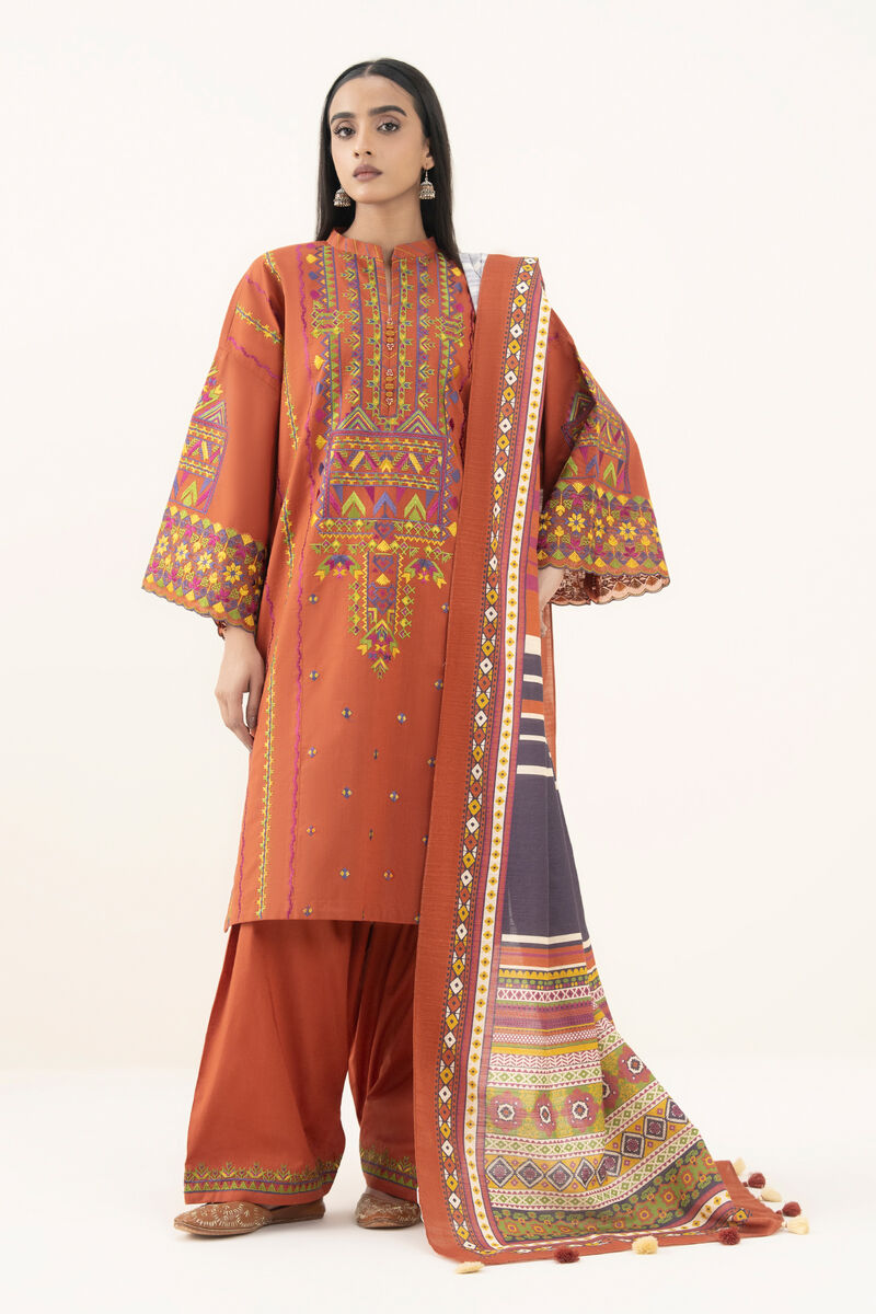 3 Piece - Embroidered Crosshatch Suit