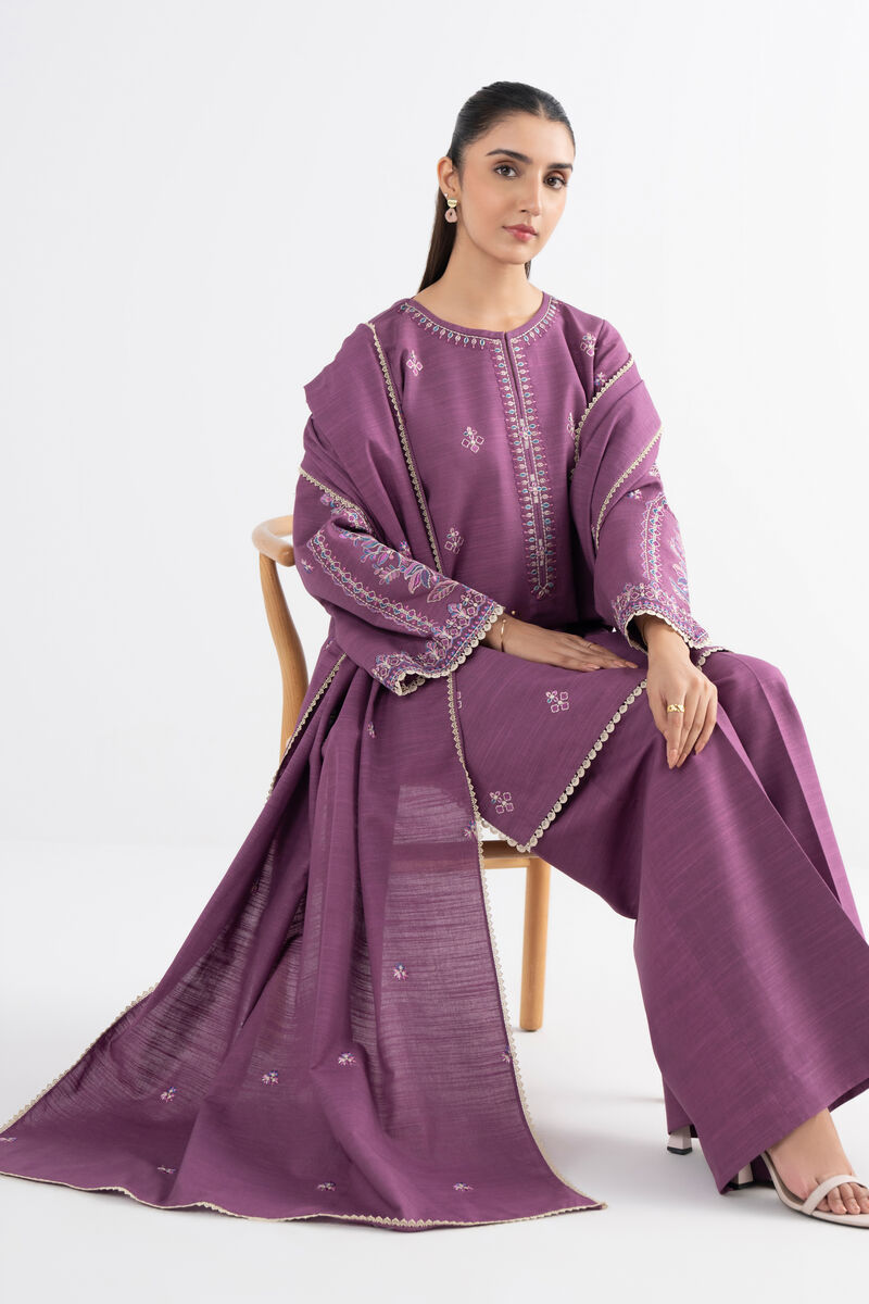 3 Piece - Embroidered Cotton  Suit