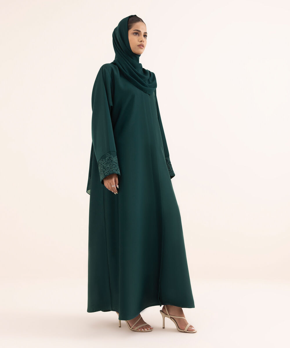 Women's Green Nida Abaya Set