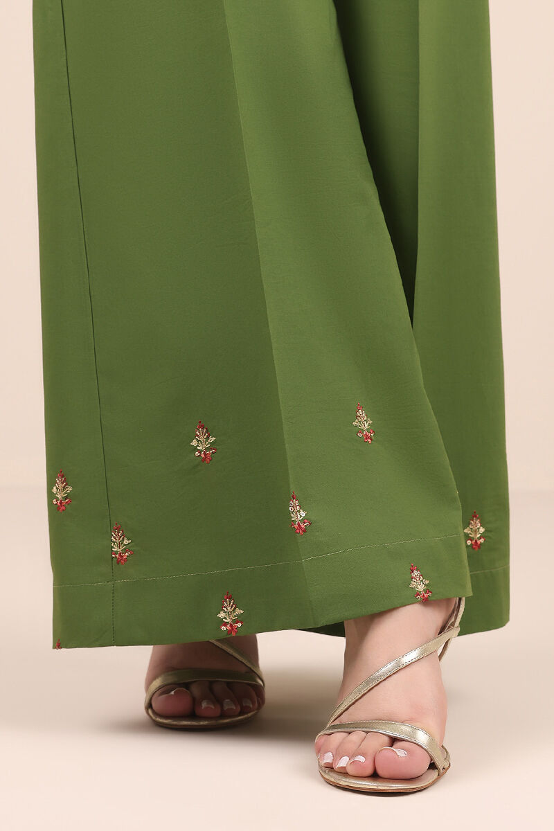 Embroidered Cambric Flared Pants