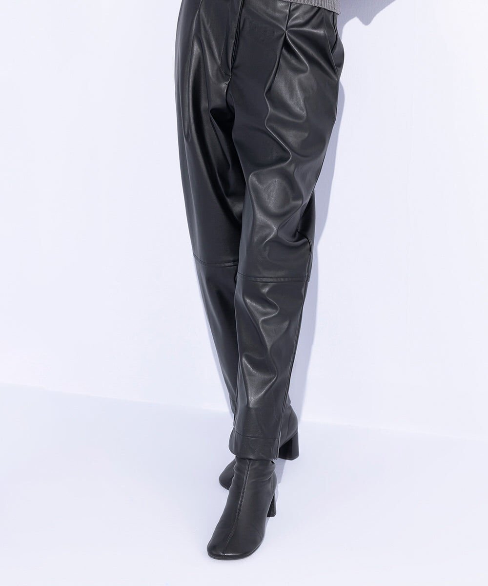 Woman - Black High Waisted Faux Leather Trousers