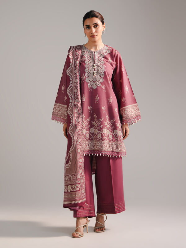 3 Piece - Embroidered Zari Lawn Suit