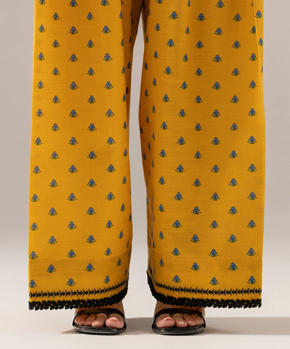 Women's RTW Printed Yellow Khaddar Farshi Shalwar
