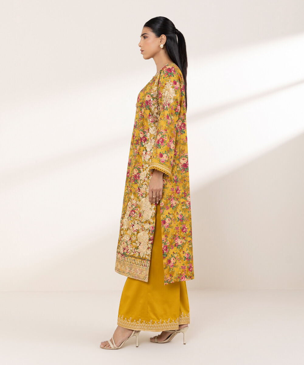 Women's RTW Cotton Satin Multi Embroidered A-Line Shirt