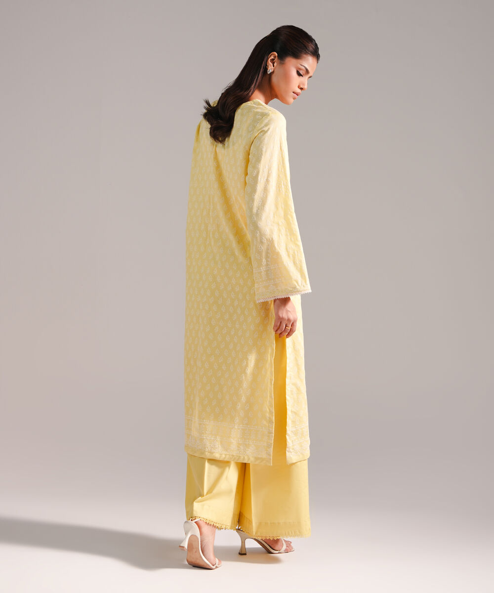 Women's RTW Lawn Printed Yellow Straight Shirt