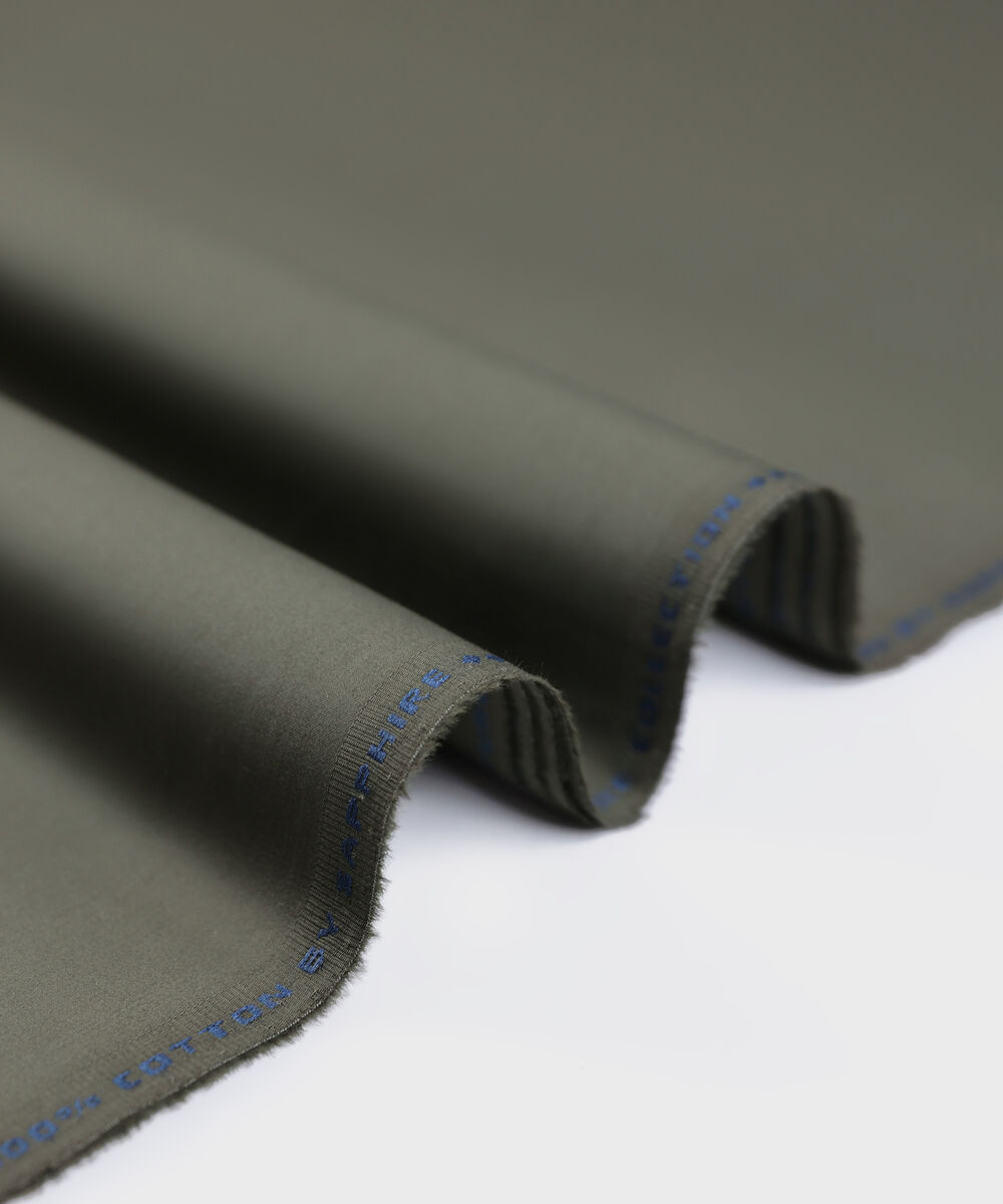 Men Unstitched Cotton Green Full Suit Fabric