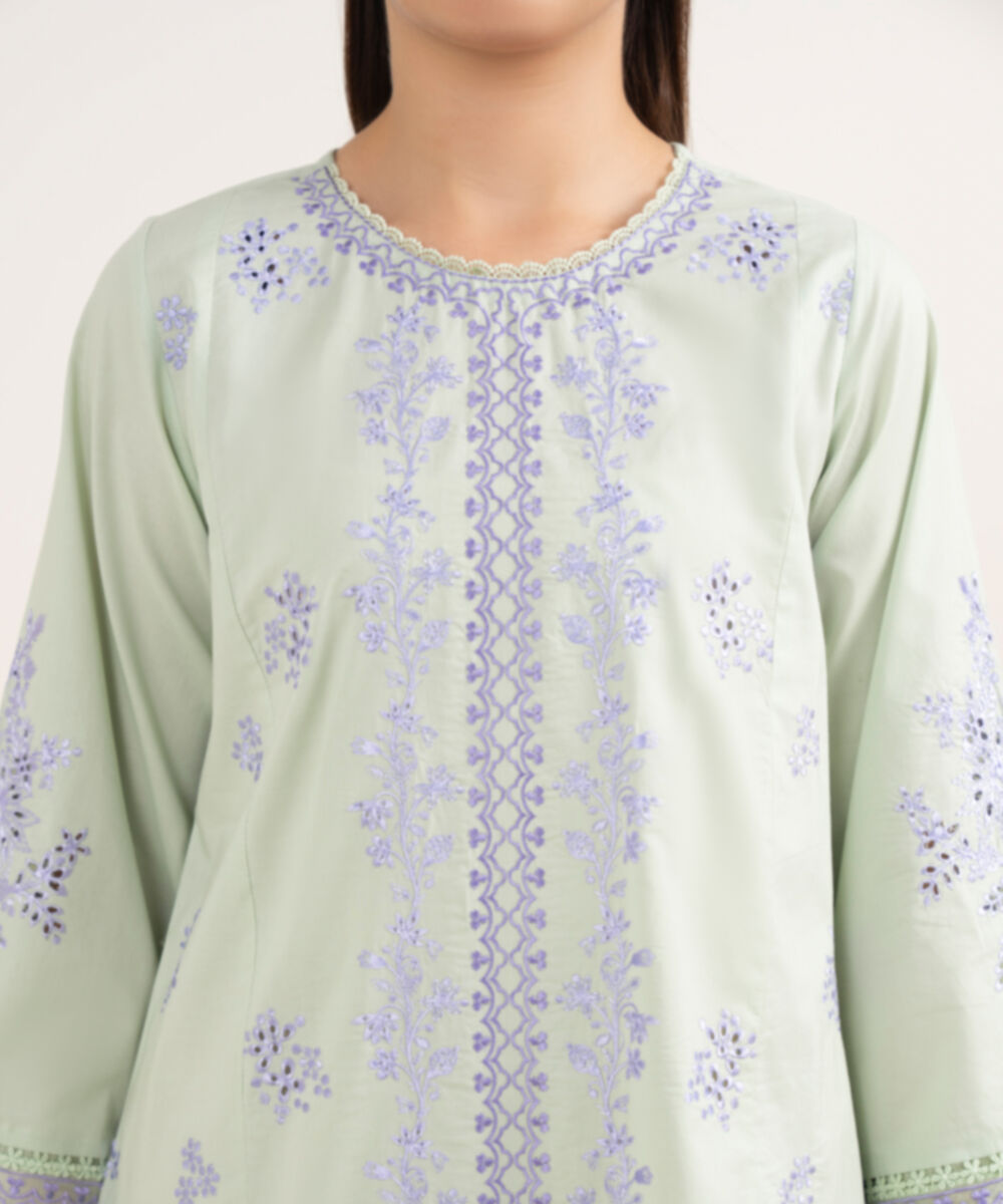 Women's RTW Cambric Mint Green Dyed Aline Shirt