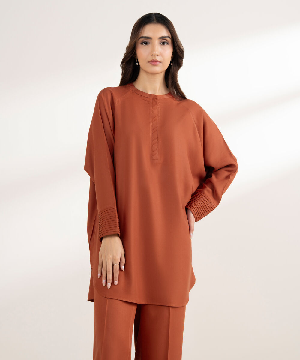 Women's RTW Bedford Solid Straight Rust Shirt