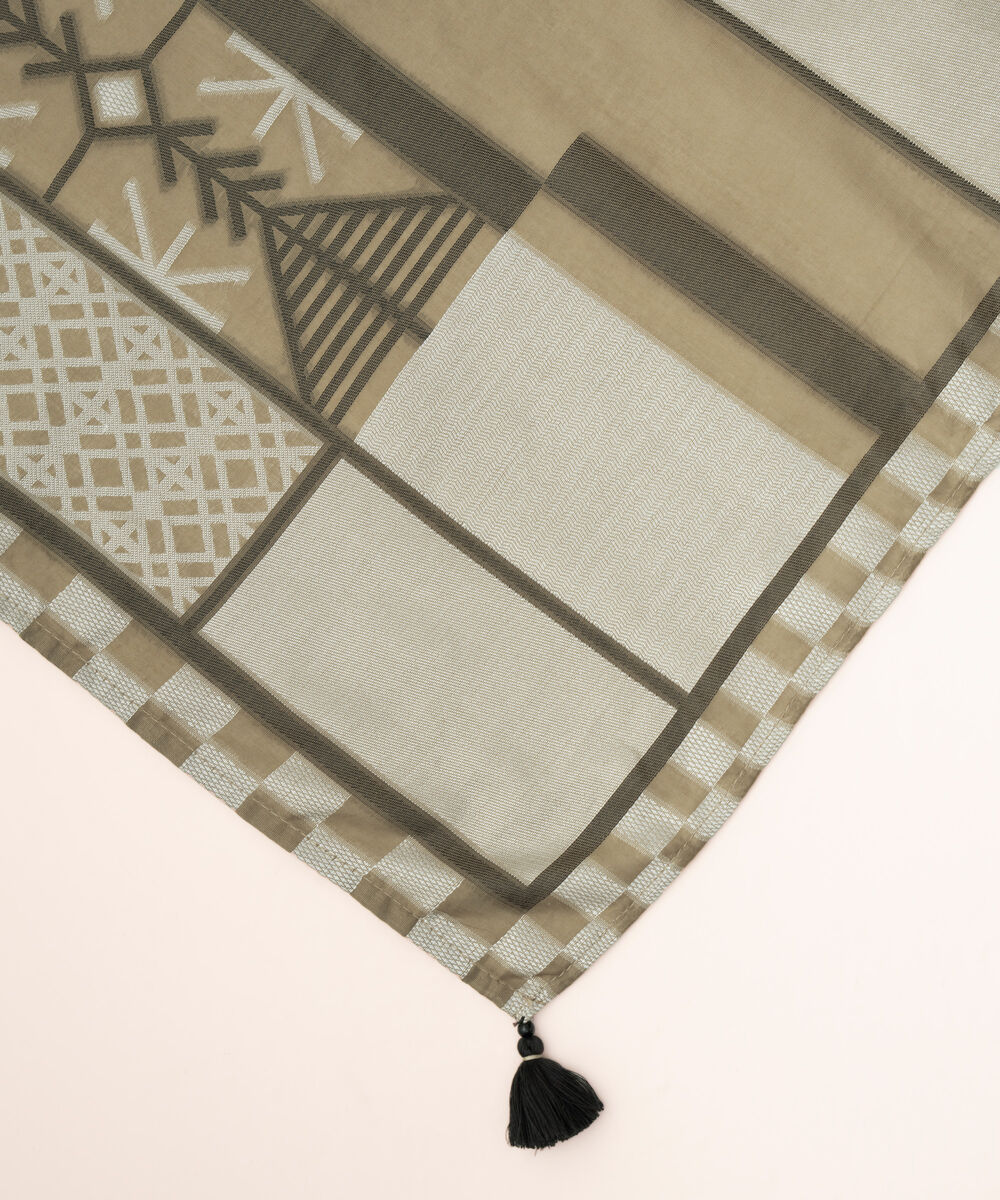 Extra Weft Jacquard Brown Solid Dupatta