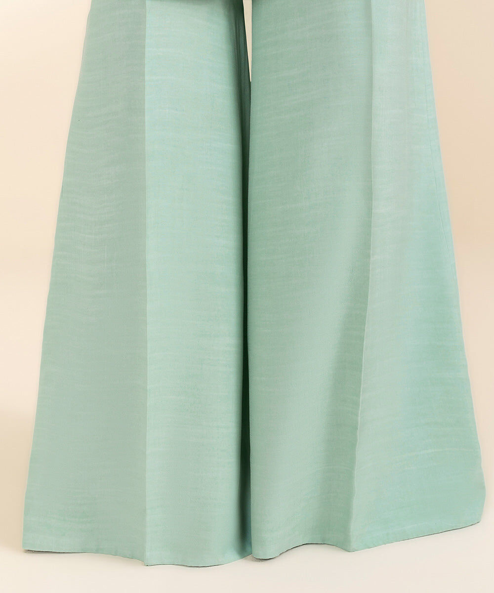 Woman - Blue 3 Piece - Embroidered Chiffon Suit